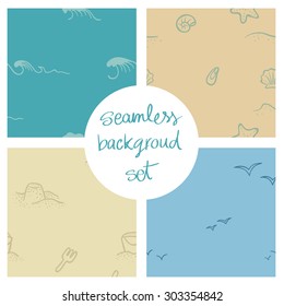 Seamless vector backgrounds with a beach and sea theme