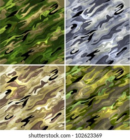 Seamless vector backgrounds - military camouflage fabric