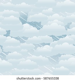 Seamless vector backgtound with sky and white clouds