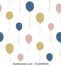 Seamless vector balloon pattern. Multicolor hand drawn balloons background. For fabric, textile, banner, design, wrapping.	