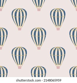 Seamless vector balloon pattern. Multicolor hand drawn airship background. For fabric, textile, banner, design, wrapping.	