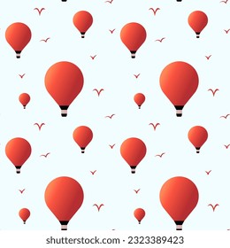 Seamless vector balloon pattern. Multicolor hand drawn airship background. For fabric, textile, banner, design, wrapping.