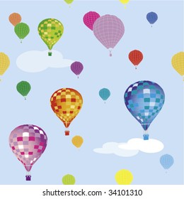 Seamless vector balloons in the sky background