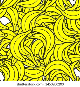 Seamless vector bananas pattern. Chaotic yellow banana 10 eps background for design, fabric, textile, banner, cover, wrapping.