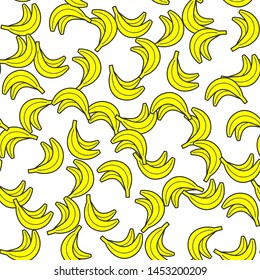 Seamless vector bananas pattern. Chaotic yellow banana 10 eps background for design, fabric, textile, banner, cover, wrapping.