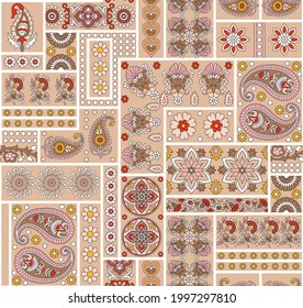 Seamless Vector Bandanna Pattern On Brown Background