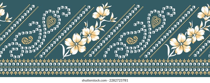 Seamless vector bandhani border with flower design 