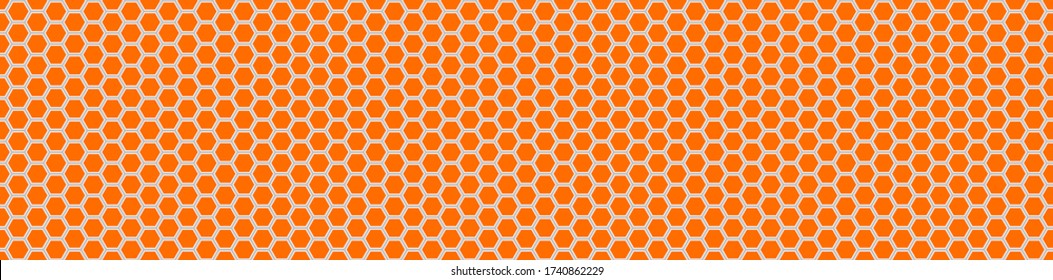 Banner vectorial sin mangas de mosaico de panal de abeja naranja. Fondo de azulejos hexagonales naranjas. Impresión para embalajes, fondos, tela, embalaje, scrapbooking. Otros patrones de mosaico en colecciones de mosaicos. 