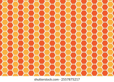 Seamless vector banner of orange honeycomb mosaic. Orange hexagon tiles background. Print for wrapping, backgrounds, fabric, packaging, scrapbooking. Other mosaic patterns in mosaic collections.
