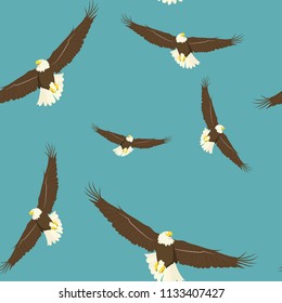 Seamless vector beautiful illustration with eagles soaring in the sky. For decorating textiles, packaging and wallpaper.