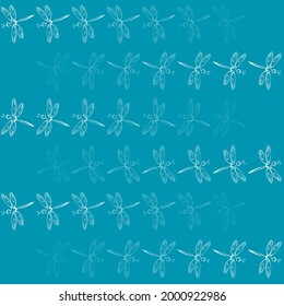 Seamless vector beautiful pattern with rows of stylized openwork dragonflies of gradient colors on a dark blue background for wallpaper, textiles, wrapping paper, cards, banners.