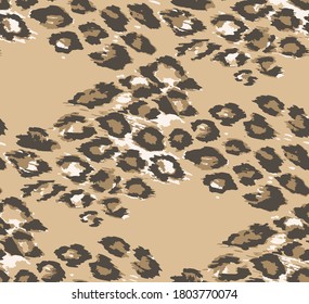 Seamless vector beige animal print. Leopard pattern for fabric, textile, wrapping etc.