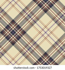 Seamless vector beige and black plaid pattern. Tartan background. Classic pattern. For fabric, design, textile, wrapping, cover etc.