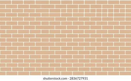 Seamless vector beige brick wall texture background. Clean tan brickwork pattern design for backdrop, banner, wallpaper, and website design. Minimalist construction illustrations. 