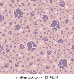 Seamless vector bell flower pattern. 