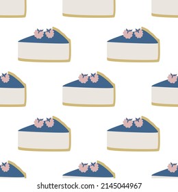 Seamless vector birthday cake pattern. Food repeat background for fabric, textile, wrapping, cover etc.