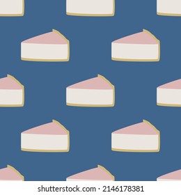 Seamless vector birthday cake pattern. Food repeat background for fabric, textile, wrapping, cover etc.