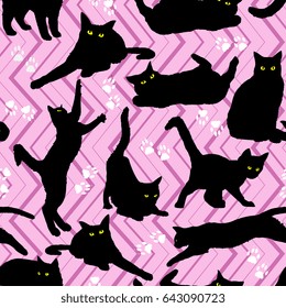 Seamless Vector Black Cat Pattern