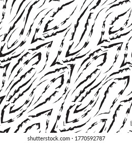 Seamless vector black line pattern with sharp corners smoothly flowing into each other isolated on a white background. Print for fabric or wrapping paper