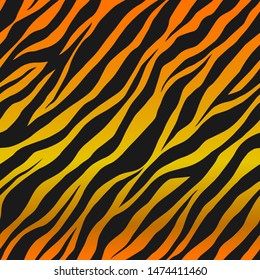 Seamless vector black and orange tiger stripes pattern. Stylish wild tiger fur. Animal print background for fabric, textile, design, wrapping, cover.