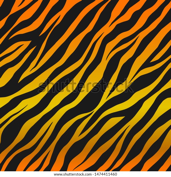 Seamless Vector Black Orange Tiger Stripes Stock Vector (Royalty Free ...