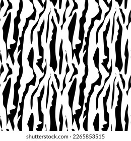 Pieles abstractas de cebra en blanco y negro sin plomo. Impresión elegante de cebra silvestre, tigre, animal rayado. Fondo de impresión animalista para tela, textiles, diseño, banner publicitario.