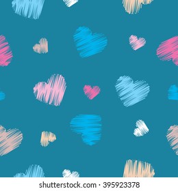 Seamless vector black and white decorative background with hearts. Print. Repeating background. Cloth design, wallpaper.