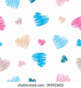 Seamless vector black and white decorative background with hearts. Print. Repeating background. Cloth design, wallpaper.