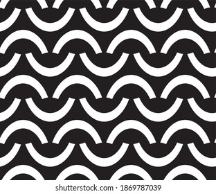 Seamless vector black and white geometric arcs pattern