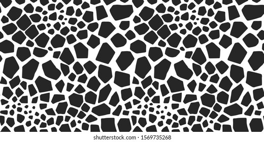 Seamless vector black and white giraffe pattern. Stylish wild animal print. Tropical print background for fabric, textile, cover, wrapping etc. 10 eps design.