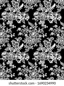 Seamless Vector Black and White Lace Pattern
