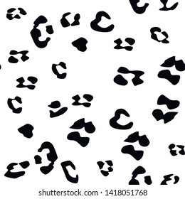 Seamless vector black and white leopard fur pattern. Stylish fashionable wild leopard print. Animal print background for fabric, textile, design, advertising banner.
