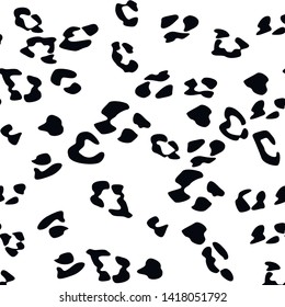 Seamless vector black and white leopard fur pattern. Stylish fashionable wild leopard print. Animal print background for fabric, textile, design, advertising banner.