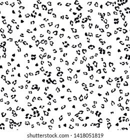 Seamless vector black and white leopard fur pattern. Stylish fashionable wild leopard print. Animal print background for fabric, textile, design, advertising banner.