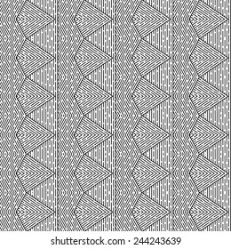 Seamless vector black and white linear pattern