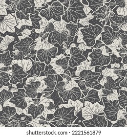 Seamless vector black and white maple leaf pattern is feminine and romantic. Neutral hand-drawn autumn leaves and tendrils are perfect for thanksgiving and the winter season. 