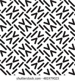 Seamless vector black and white minimal geometric lines memphis pattern abstract background
