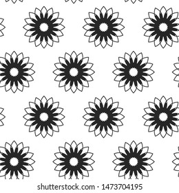 Seamless vector black and white pattern. Repeat monochrome  background for fabric, textile, design, cover, wrapping.