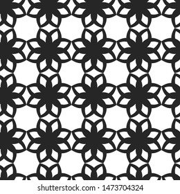 Seamless vector black and white pattern. Repeat monochrome  background for fabric, textile, design, cover, wrapping.