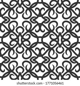 Seamless vector black and white pattern. Elegant lines. Graphic pattern with monograms.