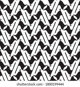 Seamless vector black and white pattern ornamental design of abstract flag shapes in lines. The design is perfect for decorations, textiles, backgrounds, clothes, wrapping paper