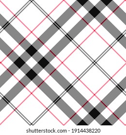 Seamless vector black, white and red tartan pattern. Plaid background. Classic fashion ornate pattern. 
