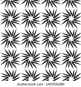 Seamless vector black and white repeat pattern. Spiral rays background. For fabric, cover, textile, design, wrapping.