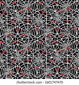 Seamless Vector. Black and white spider cobweb background. Repeatable ready template for textile, web design and backgrounds.
