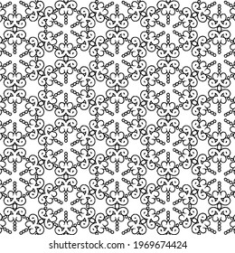 Sensación vectorial de colores blanco y negro sin inconvenientes con motivos aplicados y patrón arabesco para la impresión textil.
