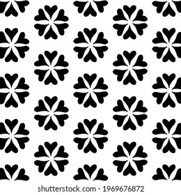 Seamless vector black and white tones with applied motifs and arabesque pattern for textile print.