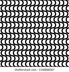 Seamless vector black and white wavy line pattern