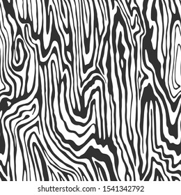 Seamless vector black and white wavy lines pattern. Stylish wood texture. Zebra print background for fabric, textile, design, advertising banner, cover etc. 10 eps design.