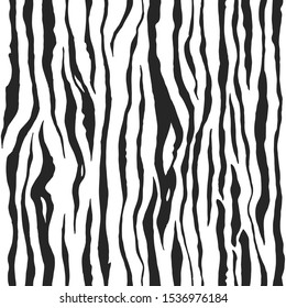 Seamless vector black and white zebra fur pattern. Stylish wild zebra print. Animal print background for fabric, textile, cover, wrapping etc. 10 eps design.