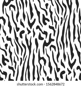 Seamless vector black and white zebra leopard fur pattern. Stylish wild  zebra print. Animal print background for fabric, textile, cover, wrapping etc. 10 eps design.